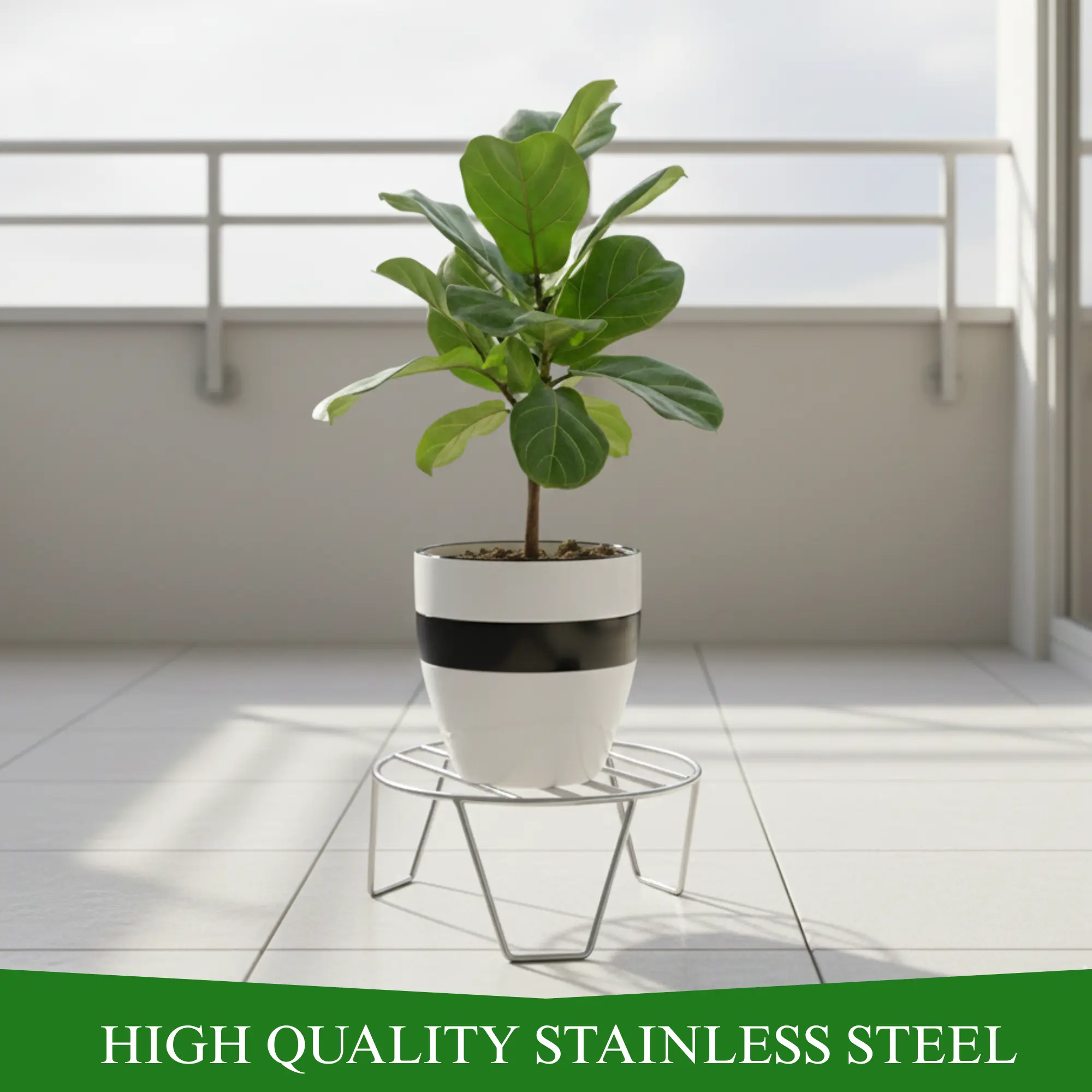 stainless steel plant stand with wheels heavy duty metal pot holder rust proof garden trolley lockable caster wheels indoor outdoor balcony planter rack movable flower stand gamla rack moisture resistant modern utility shelf rolling base caddy