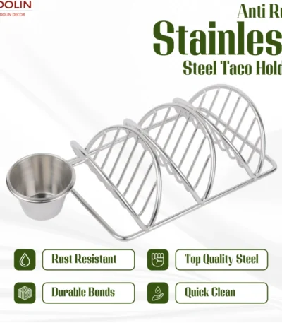 Taco stand with rectangular base and one dip bowl