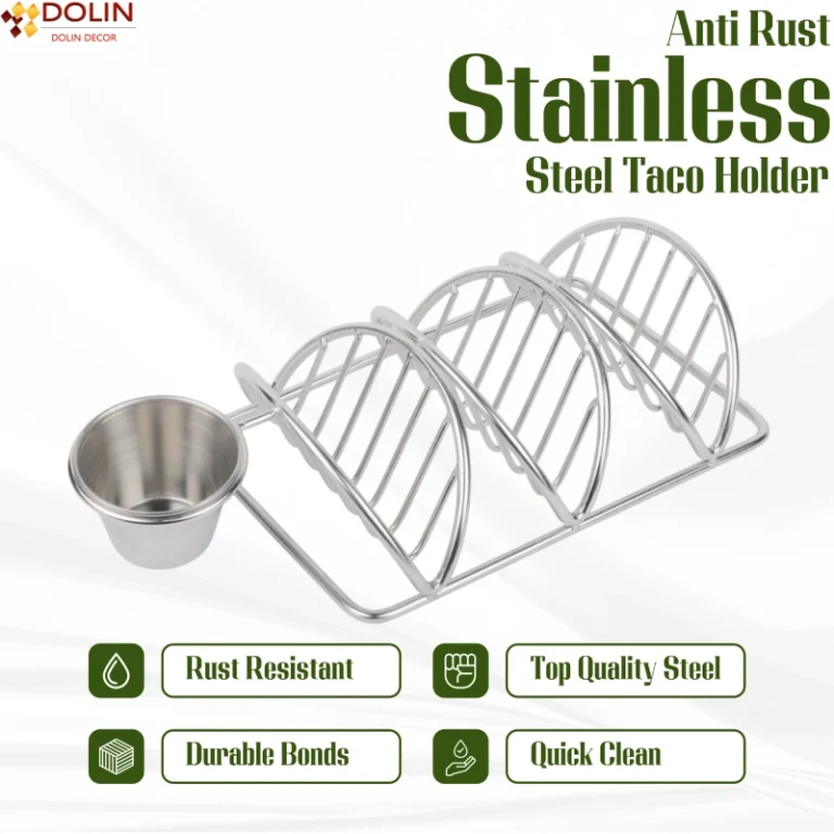 Taco stand with rectangular base and one dip bowl