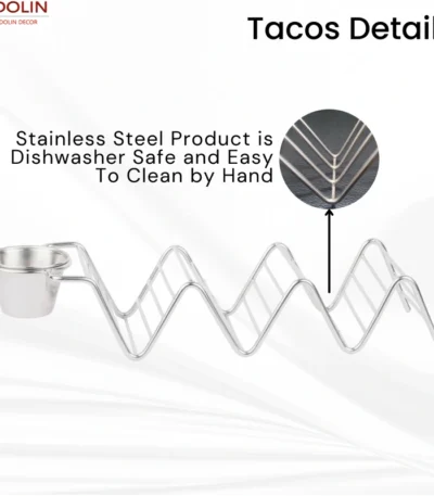 Silver taco stand with bowl