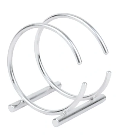 Modern tissue dispenser in sleek stainless steel finish.