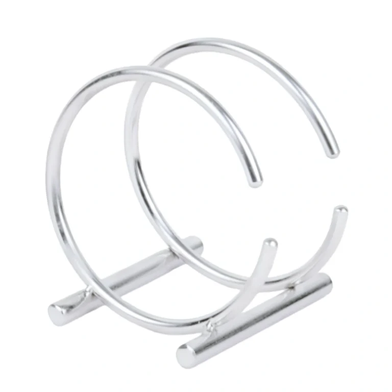 Modern tissue dispenser in sleek stainless steel finish.