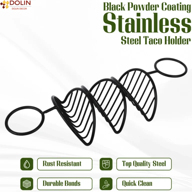 Black taco stand with two side bowls