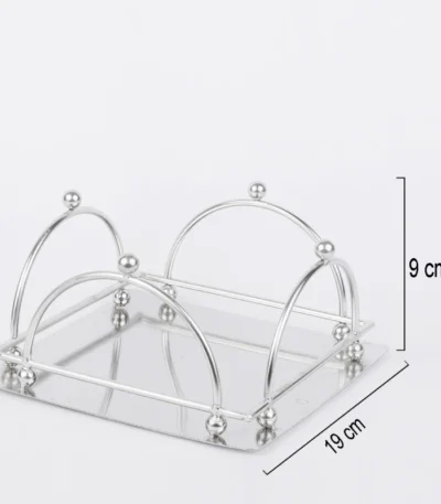 Silver tissue stand with semi-circle borders