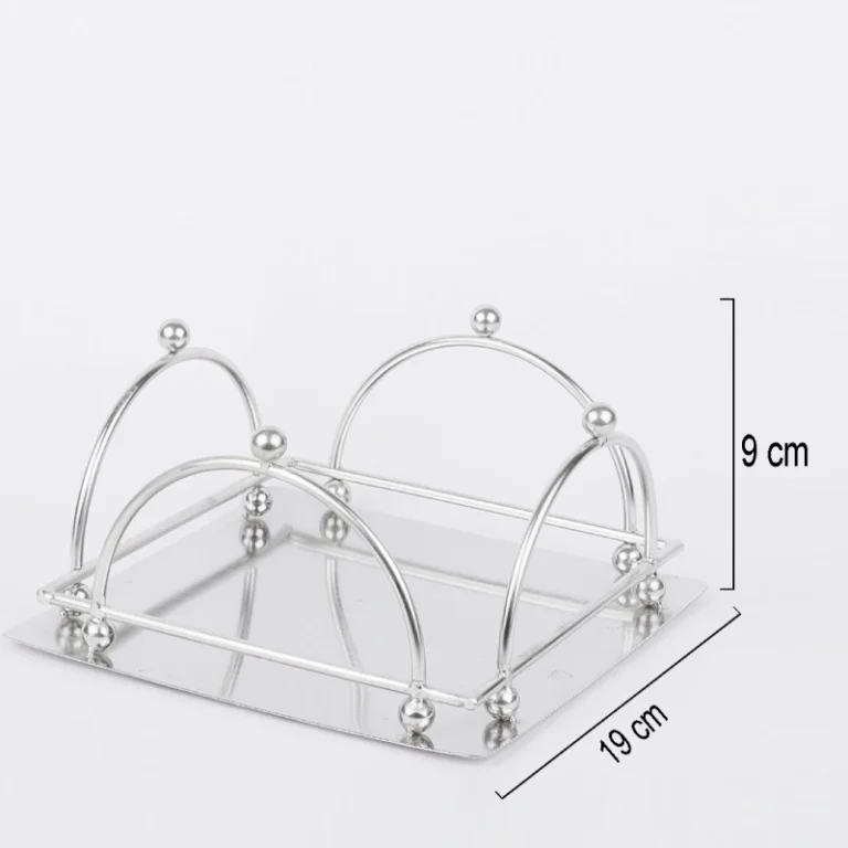 Silver tissue stand with semi-circle borders