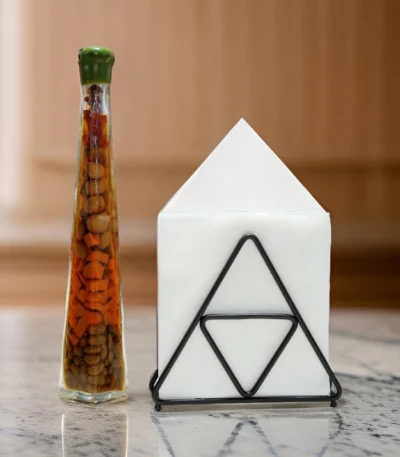 Black triangle napkin stand