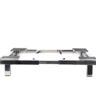 Universal front-load washing machine stand with anti-skid rubber pads for stability.