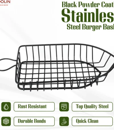 Boat-shaped burger basket with dip bowl space