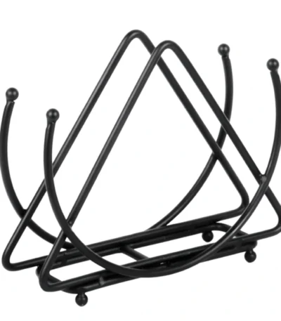 Black tissue stand with triangle and semi-circle design