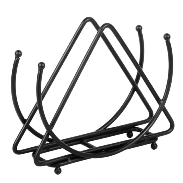 Black tissue stand with triangle and semi-circle design