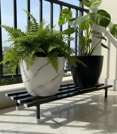 stainless steel plant stand, heavy duty plant stand, anti rust plant stand, balcony plant stand, metal pot stand, rectangular plant stand, indoor outdoor plant stand, flower pot stand, planter stand, black plant stand