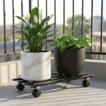 heavy duty stainless steel plant stand, plant stand with wheels, rolling pot stand, anti rust plant stand, balcony plant stand, indoor outdoor plant stand