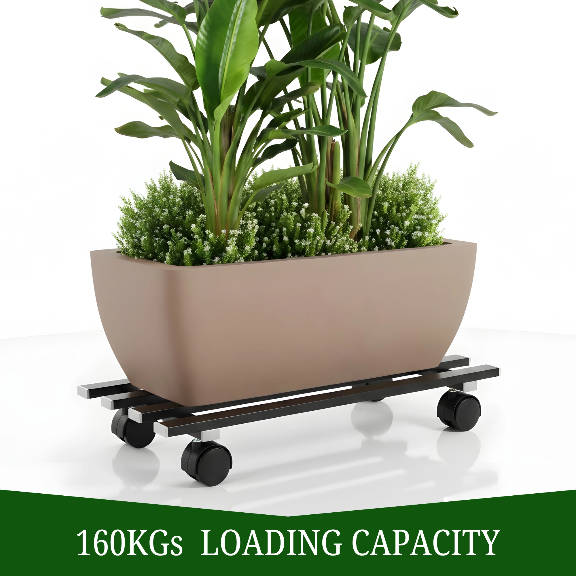 heavy duty stainless steel plant stand, plant stand with wheels, rolling pot stand, anti rust plant stand, balcony plant stand, indoor outdoor plant stand