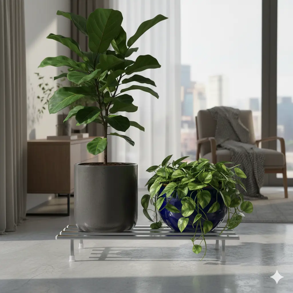 stainless steel plant stand, heavy duty plant stand, anti rust plant stand, indoor outdoor plant stand, balcony plant stand, flower pot stand, planter stand, gamla stand