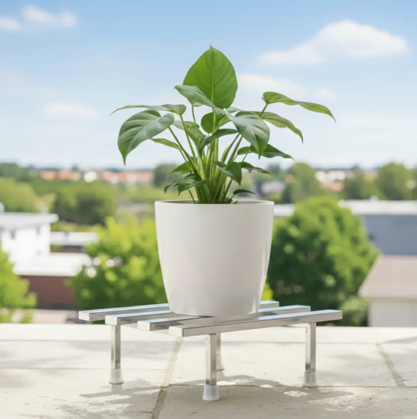 Heavy Duty Stainless Steel Plant Stand for Balcony & Home Rust-Proof Metal Flower Pot Stand Strong & Stable Planter Stand for Indoor & Outdoor