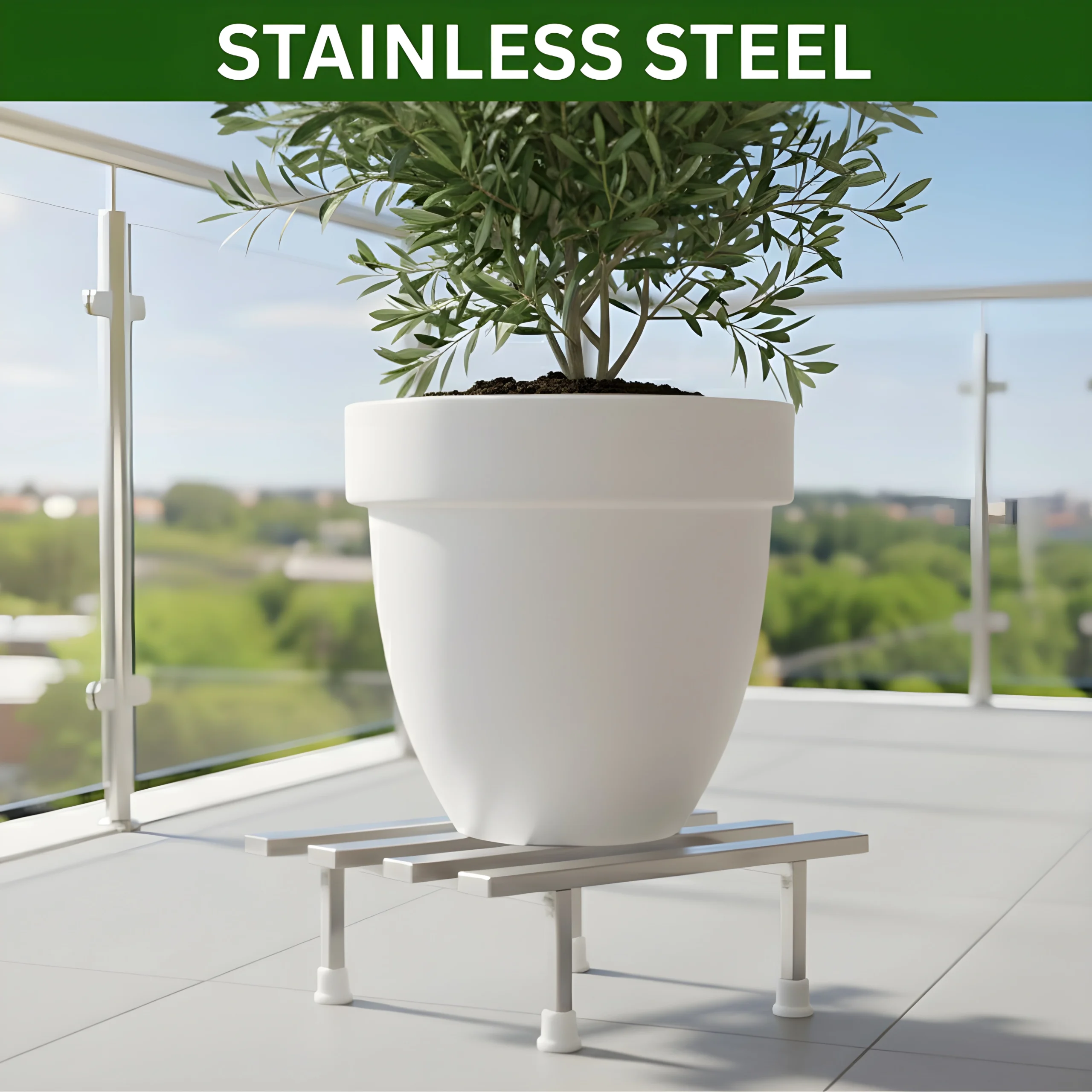 Heavy Duty Stainless Steel Plant Stand for Balcony & Home Rust-Proof Metal Flower Pot Stand Strong & Stable Planter Stand for Indoor & Outdoor